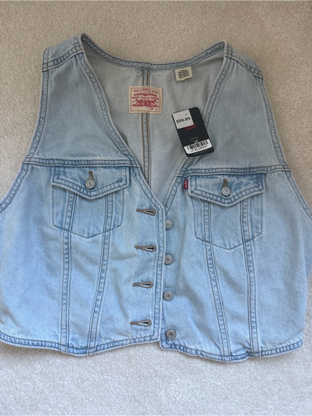 Levi's Pale Blue Denim Button Vest